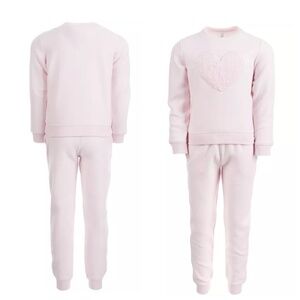 Toddler Ideology Girls Fleece Top & Pants Pink Fur Jogger 2 Piece Set Outfit 4T